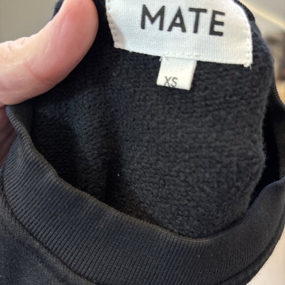 NWT MATE the Label Organic Fleece Shrunken Crew Neck Sweatshirt Black X-small - Picture 8 of 9